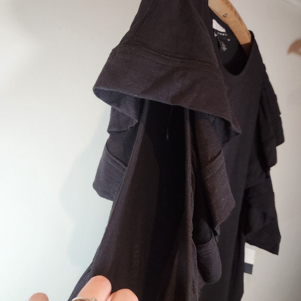 Eloquii 18/20 Black Ruffle Sleeve Top Rayon blend - Picture 2 of 7